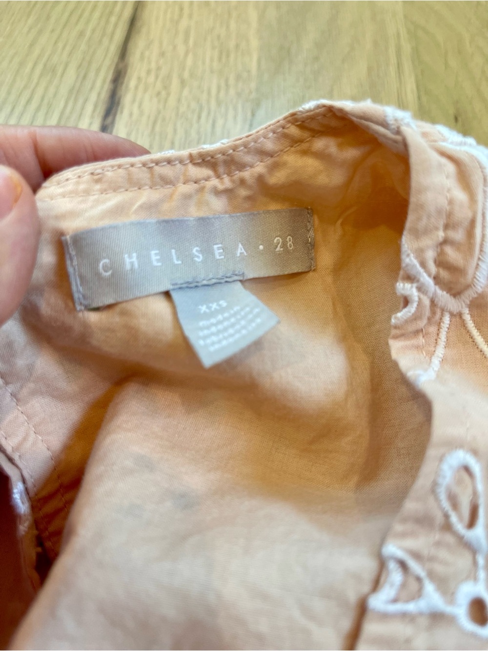 Chelsea28 Blush Eyelet Embroidered Mini Dress XXS Cottagecore Puff Sleeve - Picture 3 of 8